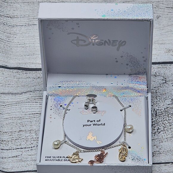 NEW Disney's The Little Mermaid Tri-Tone Fine Silver Plated Charm Adjustable Bra - Picture 3 of 4